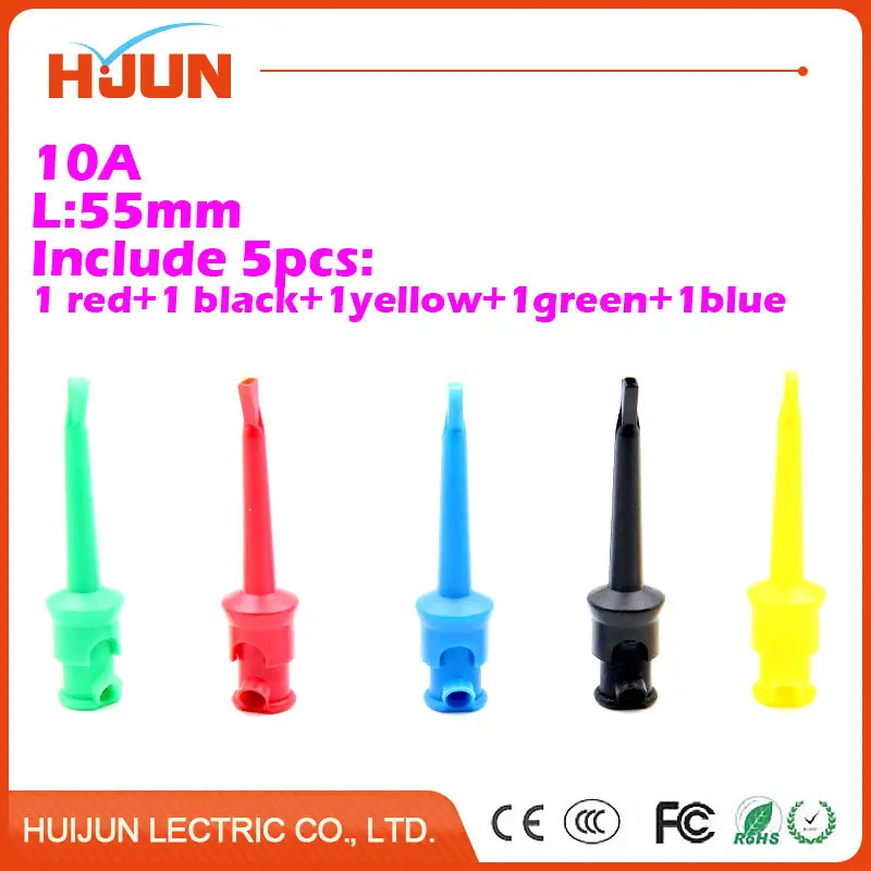 

5pcs/lot L55mm Spring Test Probe Tips Insulated Test Hook Wire Connector Multimeter Gold-Plating Copper Needle Test Leads Pin