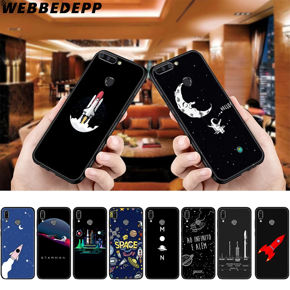WEBBEDEPP Rocket Man Space Moon Soft Case for Huawei P8 P9 P10 P20 P30 Lite Pro P Smart Z Plus 2019 Y6 Prime 2018 2017 Mini |