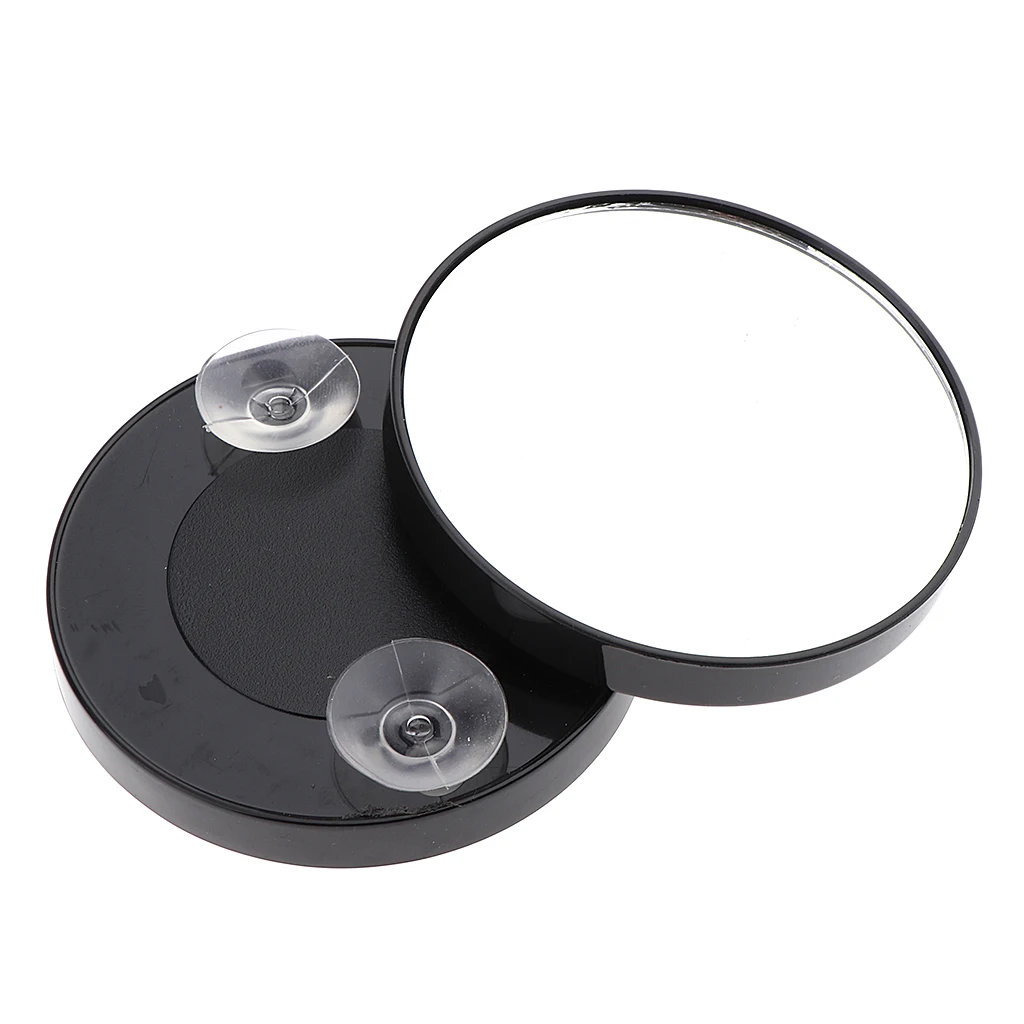 Black 5X/10X Magnifying Suction Cup Travel Mirror For Precise Makeup Application & Tweezing 3 Packs