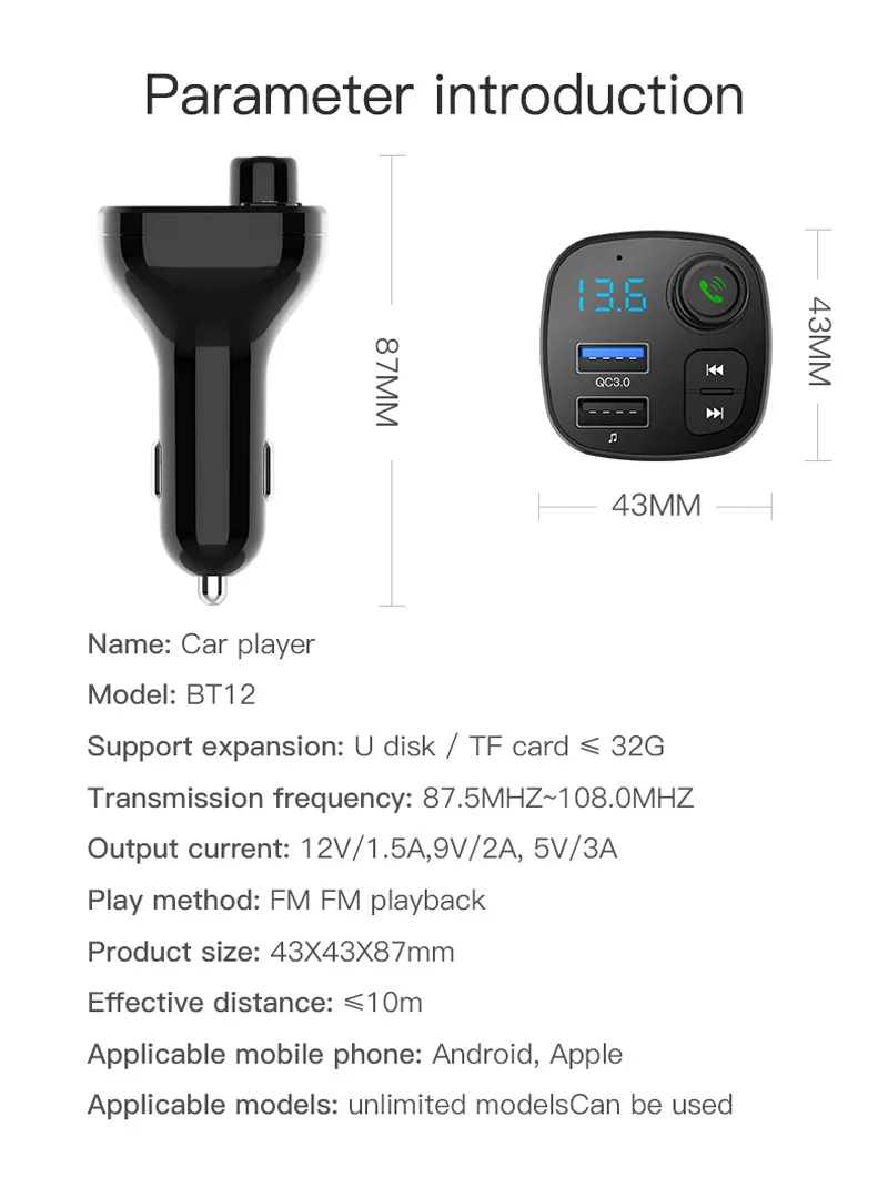 Водонепроницаемый прикуриватель для мотоциклов fm-передатчик Беспроводной FM модулятор громкой связи Bluetooth Car Kit A2DP MP3 аудио плеера 3.1A QC3.0