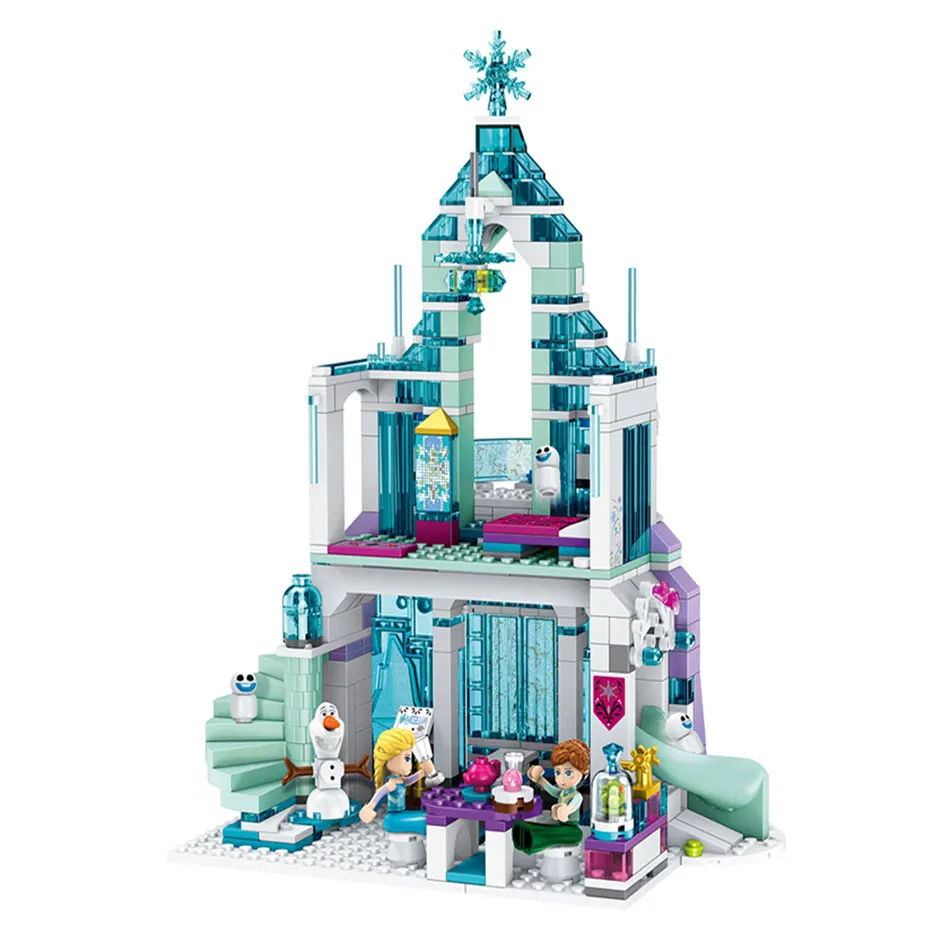 711 шт., маленькие строительные блоки, игрушки, совместимые с Legoe Elsa's Magic, сверкающий ледяной замок, подарок для девочек и мальчиков, для детей, сделай сам