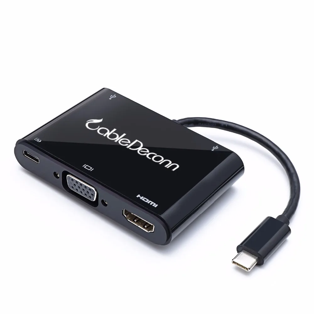 USB C hub usb3.1 Type C to HDMI VGA adapter cable converter for Macbook pro2017 2016  dell xps ChromeBook acer asus 