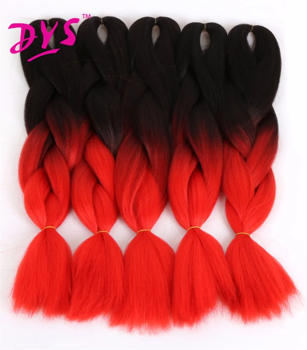 Deyngs 24Inch Ombre Kanekalon Braiding Hair Extensions Two Tone High Temperature Synthetic Jumbo Braid Hair 100gpcs (5)