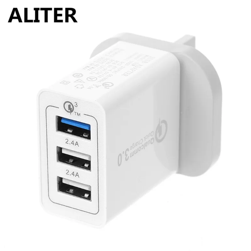 ALITER QC 3,0 30W быстрое зарядное устройство с 3 портами usb-хаб адаптер для настенного зарядного устройства EU US UK Plug