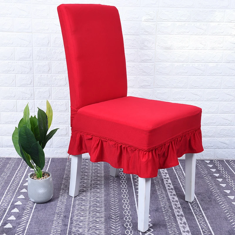Однотонная юбка обеденная накидка на стул эластичная спандекс чехлы для стульев черные винно-синие красные белые чехлы на стулья housse de chaise mariage