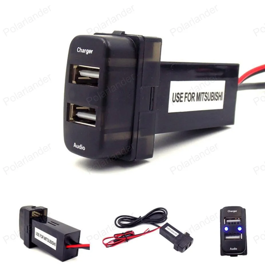 5V 2.1A автомобильное зарядное устройство аудио вход USB интерфейс разъем для Mitsubishi Lancer Outlander Pajero ASX