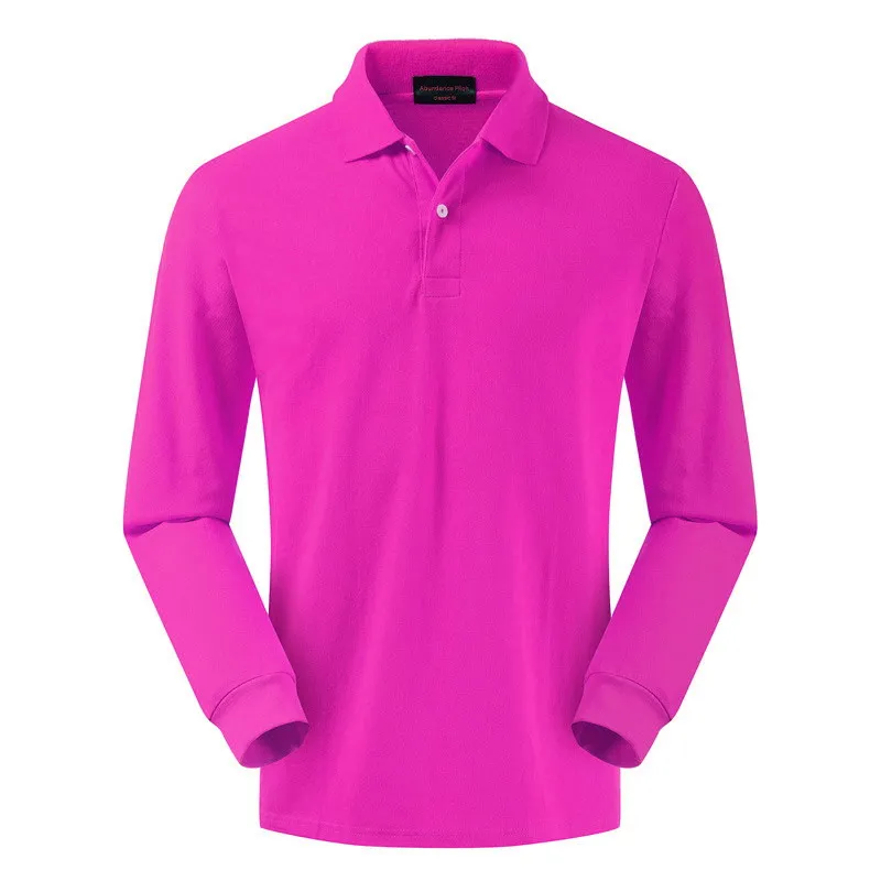 Высокое качество мужские брендовые Длинные рукава футболки-поло хлопок Мужские однотонный лацкан поло рубашки модные мужские топы XS-4XL