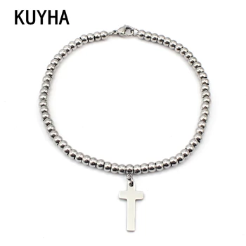 

Christian Stainless Steel Cross Bracelets for Womens Mens Silver Color Charm Girl/Boy Bracelet&Bangle