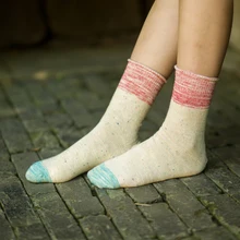 New Curling Socks For Women Patchwork Women’s Cotton Socks Long Tube Thick Line Knitted Sosk Colorful Funny Socks Ladies
