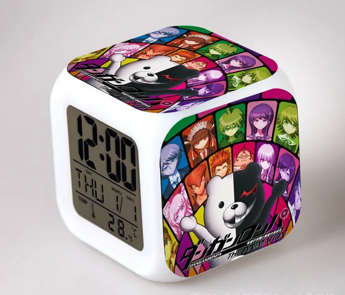 

Japanese Anime Danganronpa Dangan Ronpa 7 Color Change Digital Alarm Clock 8cm