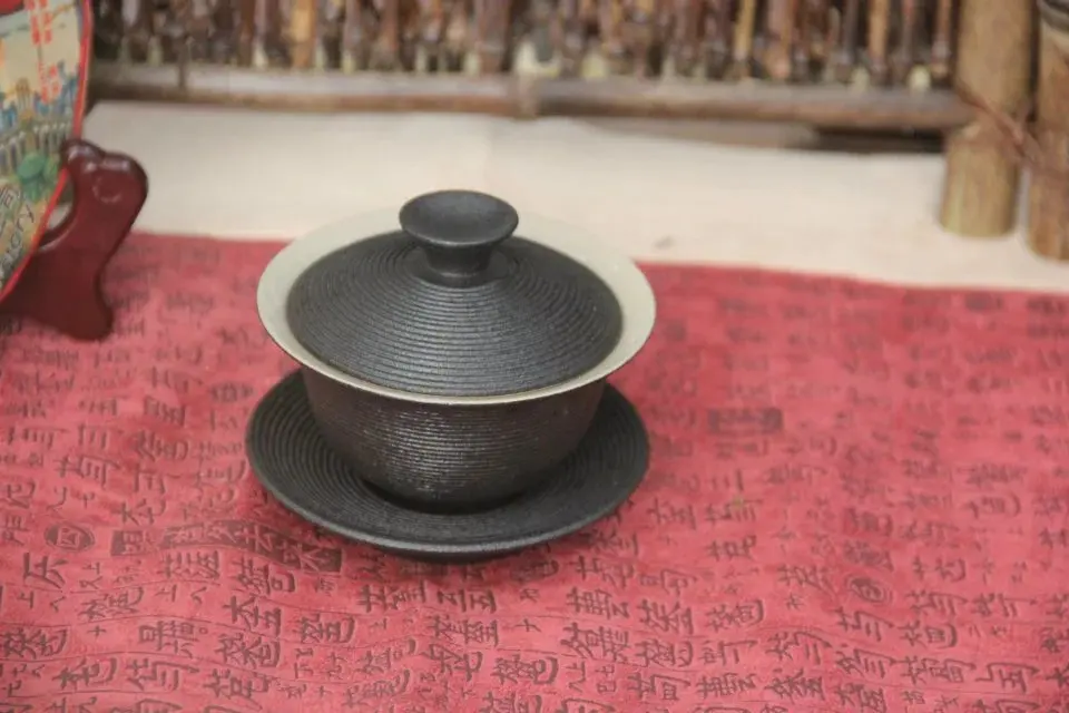 Уникальный "Китайский кун-фу" чай, гайвань черный медитации ручная черная керамика грубый керамика gai wan для Улун соответствующий основным требованиям директив ЕС Да Хун Пао teiguanyin