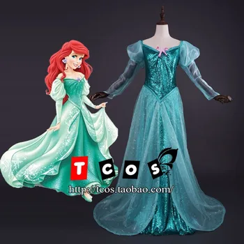 

New 2015 Custom Made Fantasia Halloween Wedding Party Little Princess Ariel Dress Women Adult Ariel Mermaid Costume
