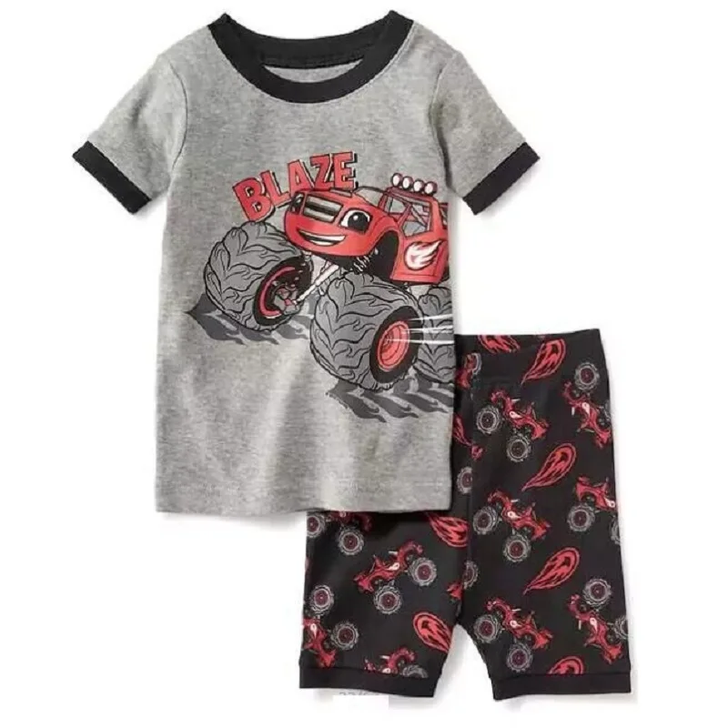 Летняя одежда для сна для маленьких мальчиков, пижамные комплекты из хлопка, футболка с принтом Человека-паука+ штаны, 2 предмета, детская одежда