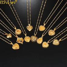 Ethlyn романтические юбилейные ювелирные изделия золотого цвета Кулон в виде сердца с 45 см ожерелья для женщин девочек свадебные подарки для подруги жены