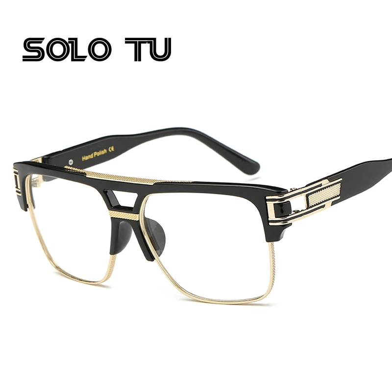 Half Frame Eyeglasses Frames Men Square Optical Gold Black