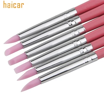 

HAICAR Love Beauty 6 Pcs Pink Nail Art Pen Brushes Soft Silicone Carving Craft Nails Beauty Supplies Tool 160923 Dropshipping