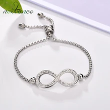 Nextvance – Bracelet à chaîne ajustable pour femmes, breloque, symbole de l'infini, pierre CZ, lettre géométrique