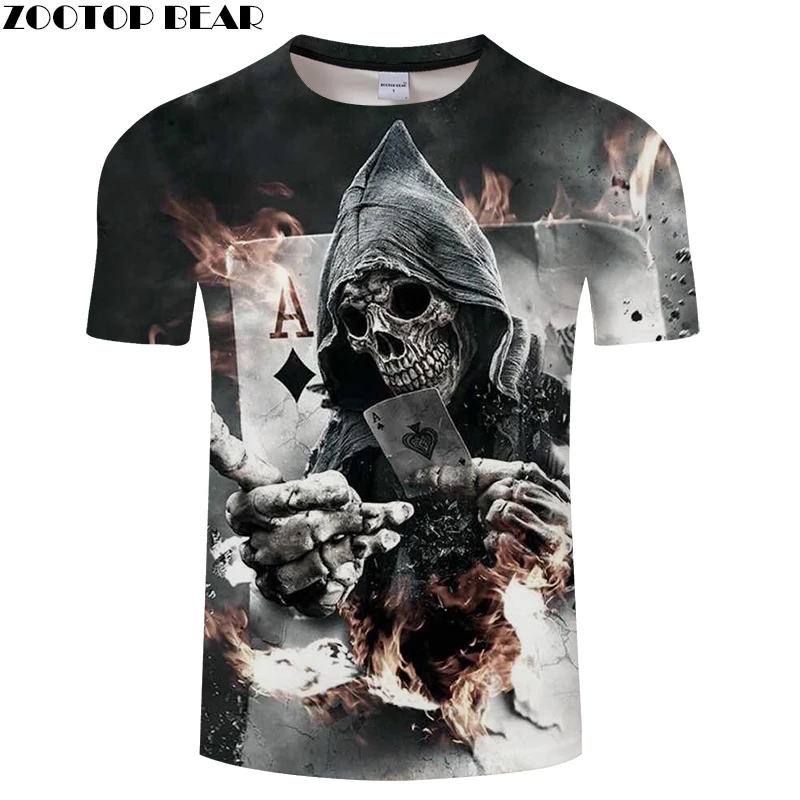 Skull Poker 3D Printed Men s T Shirt Women T Shirt 2018 Summer Short skull-poker-3d-printed-men-s-t-shirt-women-t-shirt-2018-summer-short