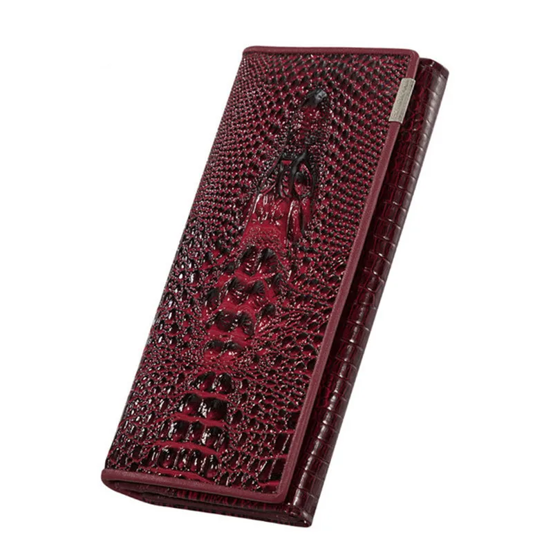 

New Luxury Genuine Leather Womens Wallets Patent Alligator Bag Female Design Clutch Long Multifunctional Coin Card Holder Purses