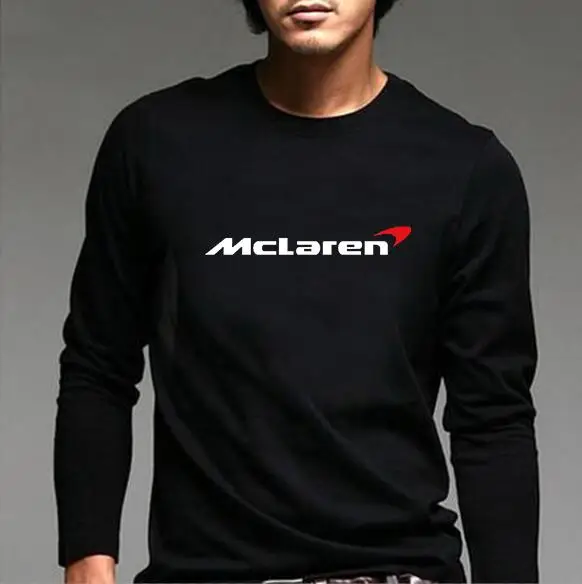 

McLaren Car Auto Truck Retro StyleT-Shirt Mens Long Sleeves Black White Tee Shirt Fashion Casual T Shirt Tops Clothing