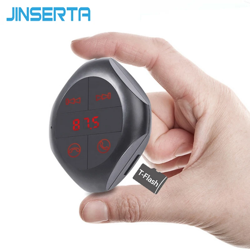 JINSERTA Car Bluetooth FM Transmitter Handsfree Car Kit MP3 Player Radio Voltage Monitor TF U Disk 2 USB Car Charger