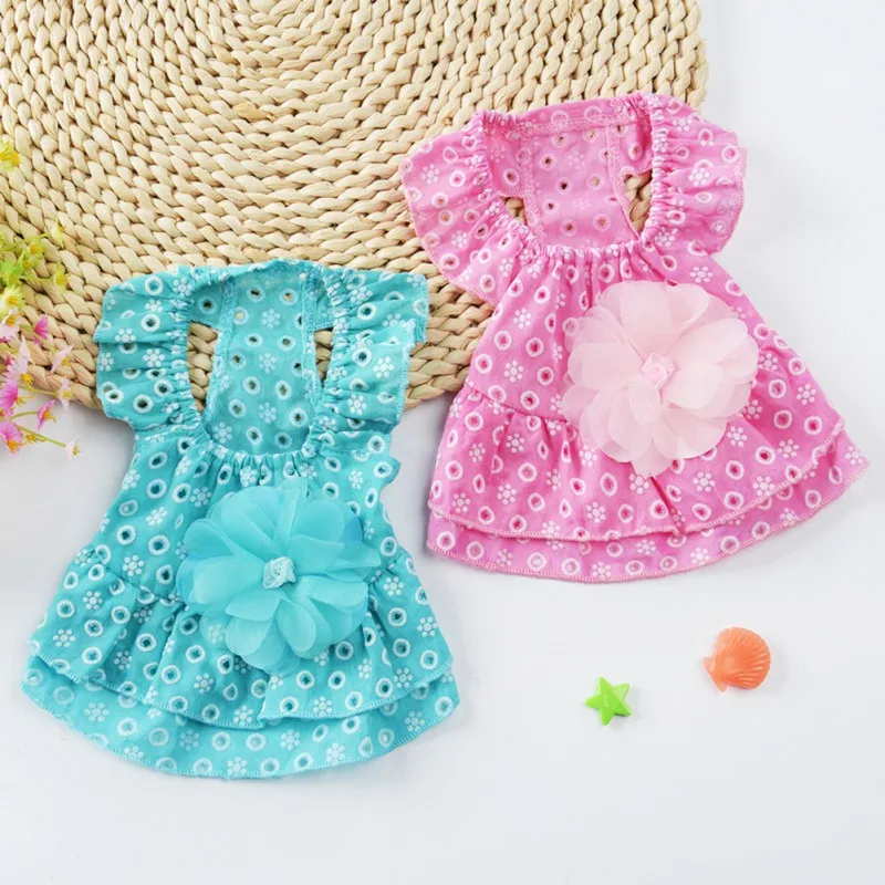 

Dog Dress Cotton Lace Flower Princess Style Breathable Skirt Puppy Summer Clothing Apparel Costume Pet Supplies