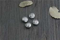 BUYEE стерлингового серебра 925 ювелирных изделий и компоненты резные плоский шар талисманы для цепочки ожерелья ювелирный браслет сделай сам
