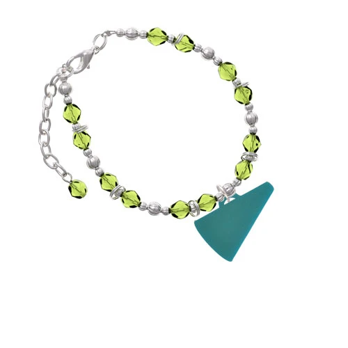 Acrylic 1.25 Teal Megaphone Lime Green Beaded Bracelet