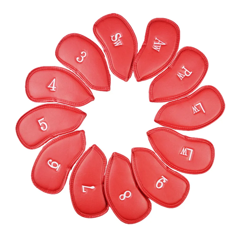 

12Pcs Golf Iron Head Cover Set Universal Iron Covers with Embroidery Numbers KH889