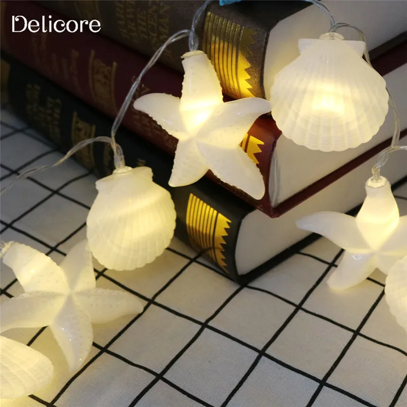 

DELICORE Home Collection Seashells string lights fairy lights ocean Christmas garlands Battery Operated LED String Lights S045