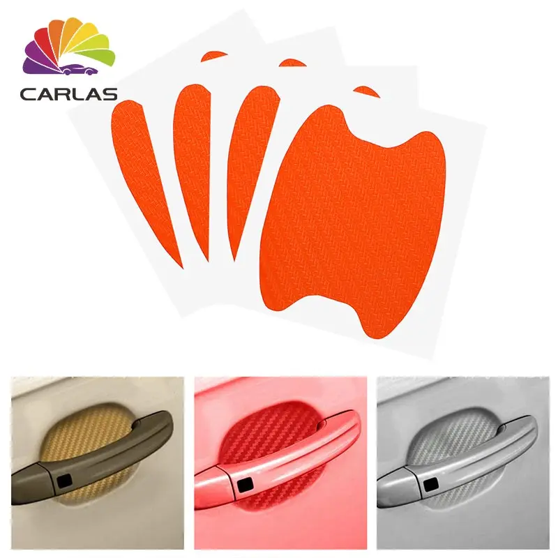 

4Pcs/Set Car Auto Door Film Sheet Handle Scratch Sticker Protector Cover 3D Carbon Fiber Film Exterior Car Styling Accessories