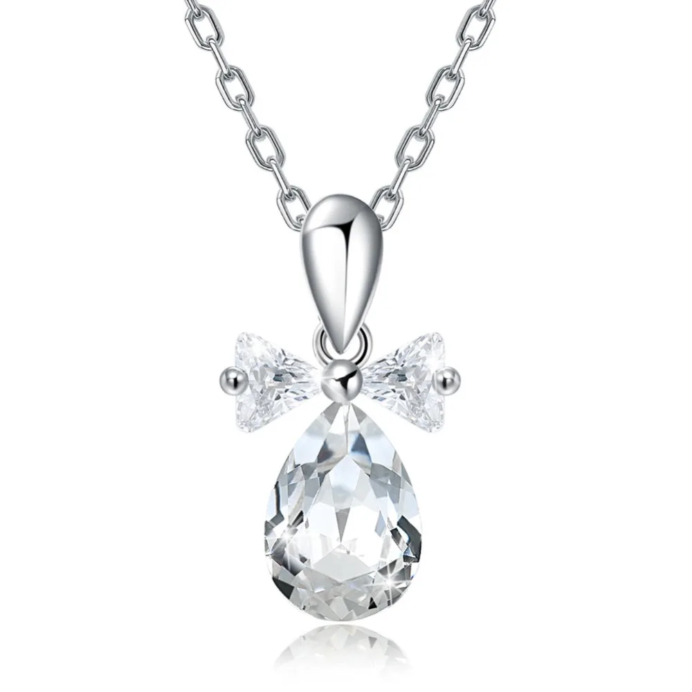 

LEKANI Necklaces For Women Fashion Lovey Heart Crystals From Swarovski Necklaces Pendants Real 925 Silver
