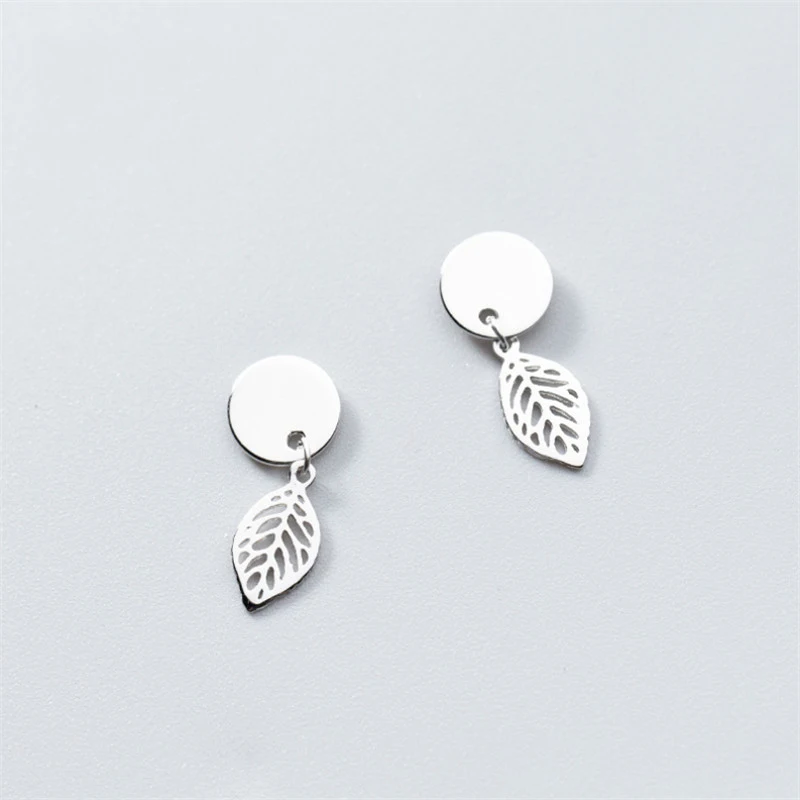 NEWBUY Retro 925 Sterling Silver Hollow Leaves Stud Earrings For Women Vintage Bohemian Sterling