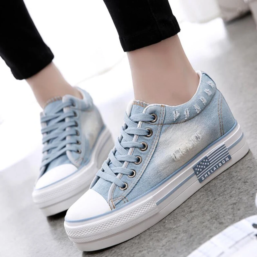 new spring canvas shoes female denim casual shoe font b women b font anti skid breathable
