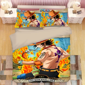 

Luffy Ace Brotherhood Anime Cartoon Bedding set duvet cover One Piece comforter bedding sets bedclothes bed linen Comforters