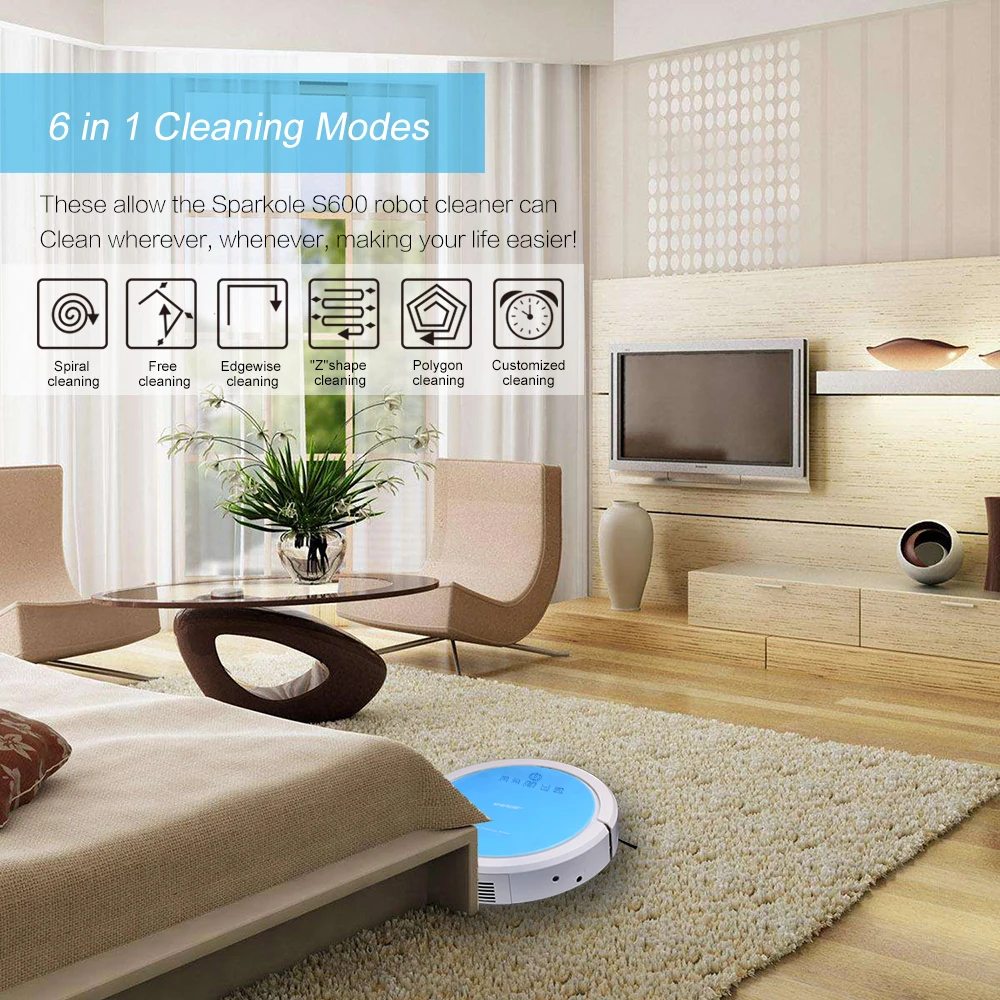 Sparkole Robotic Vacuum Cleaner Self-Charging and Side Brush with Remote Control and Advanced Edge-detection & HEPA filter