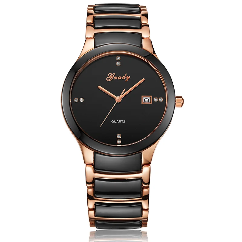 Prix pour Grady blanc cadran noir en céramique montre analogique à quartz montres hommes or rose argent bracelet homme montres Prix pour Grady blanc cadran noir en céramique montre analogique à quartz montres hommes or rose argent bracelet homme montres