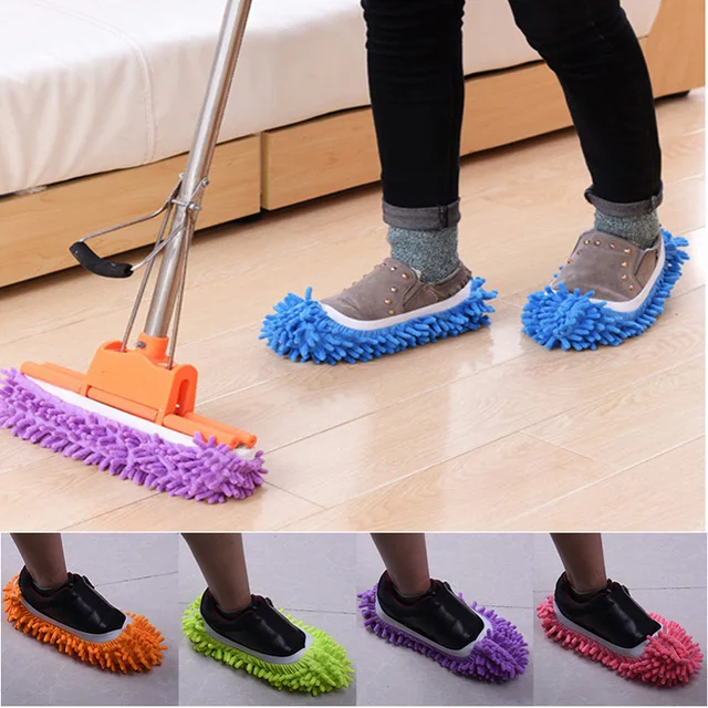 OUSSIRRO 1 Pair Microfiber Mop Shoes Multifunctional Floor Cleaning Mop