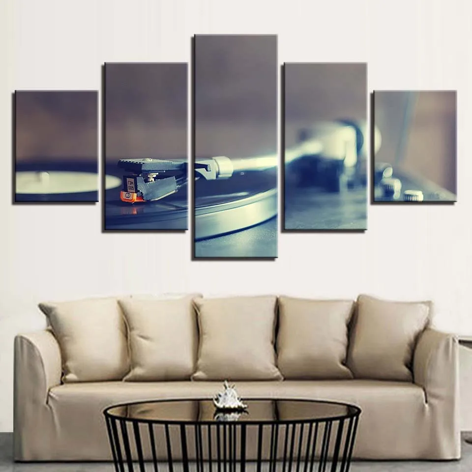 

Modular Canvas Painting Framework For Living Room HD Prints Poster 5 Pieces Old Vinyl Record Pictures Wall Art Home Decoration