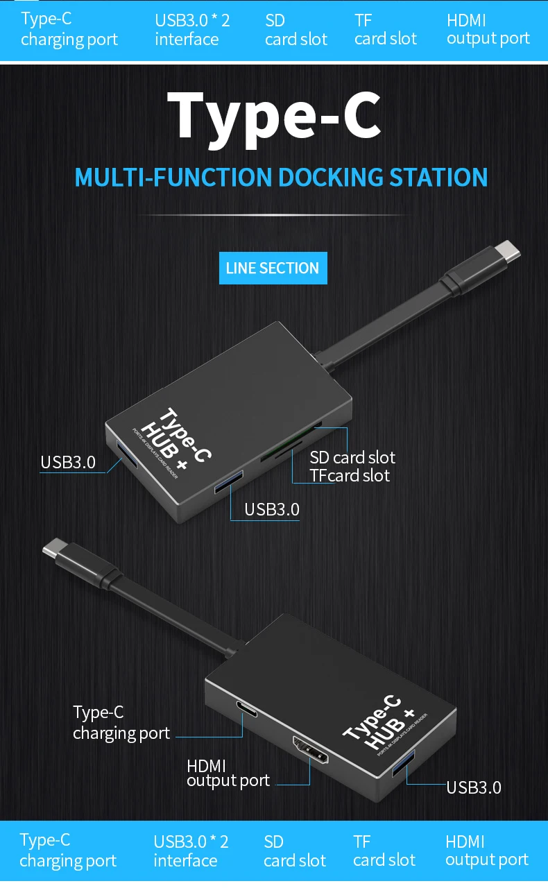 USB type-c кабель преобразователя сплиттер SD карты памяти чтения данных desktop концентратор с USB 3,0 4 порта для macbookPro/ультра-тонкий ноутбук