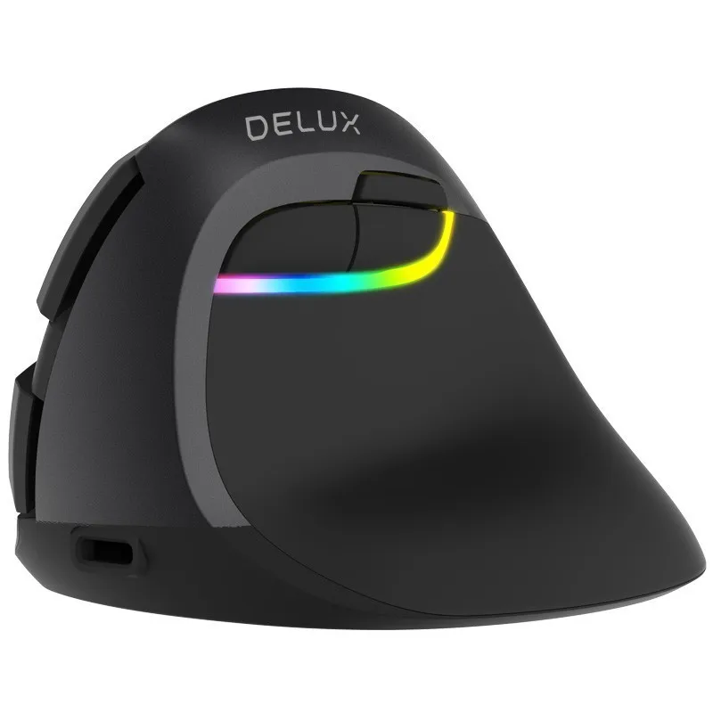 Bluetooth 4,0 Delux M618 мышь Беспроводная 2,4 ГГц перезаряжаемая 2400 dpi RGB вертикальная игровая мышь геймерская эргономичная мышь для ПК ноутбука - Цвет: Black