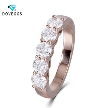 

DovEggs Classic 14K 585 Rose Gold 1.25ctw 4mm FG Color Moissanite Engagement Rings For Women Wedding Bands Fine Jewelry