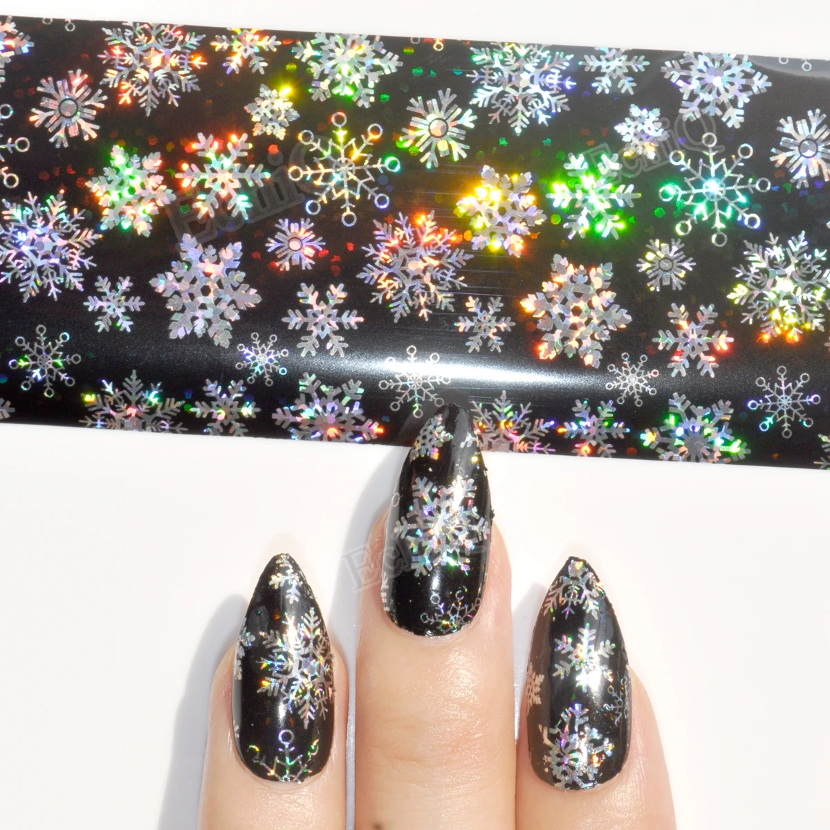 100M Holographic Snowflake Laser Snake Skin Nail Foils White Snow ...