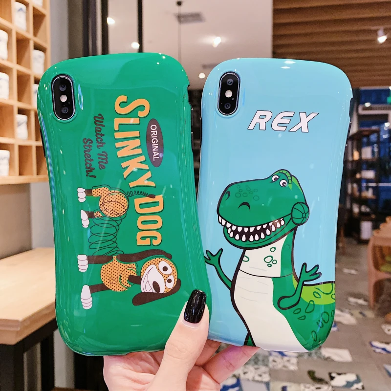 Для Iphone 6 7 8 S Plus X XR XS XSMAX Милая мультяшная собака Спиралька Tyrannosaurus Дизайн чехол для