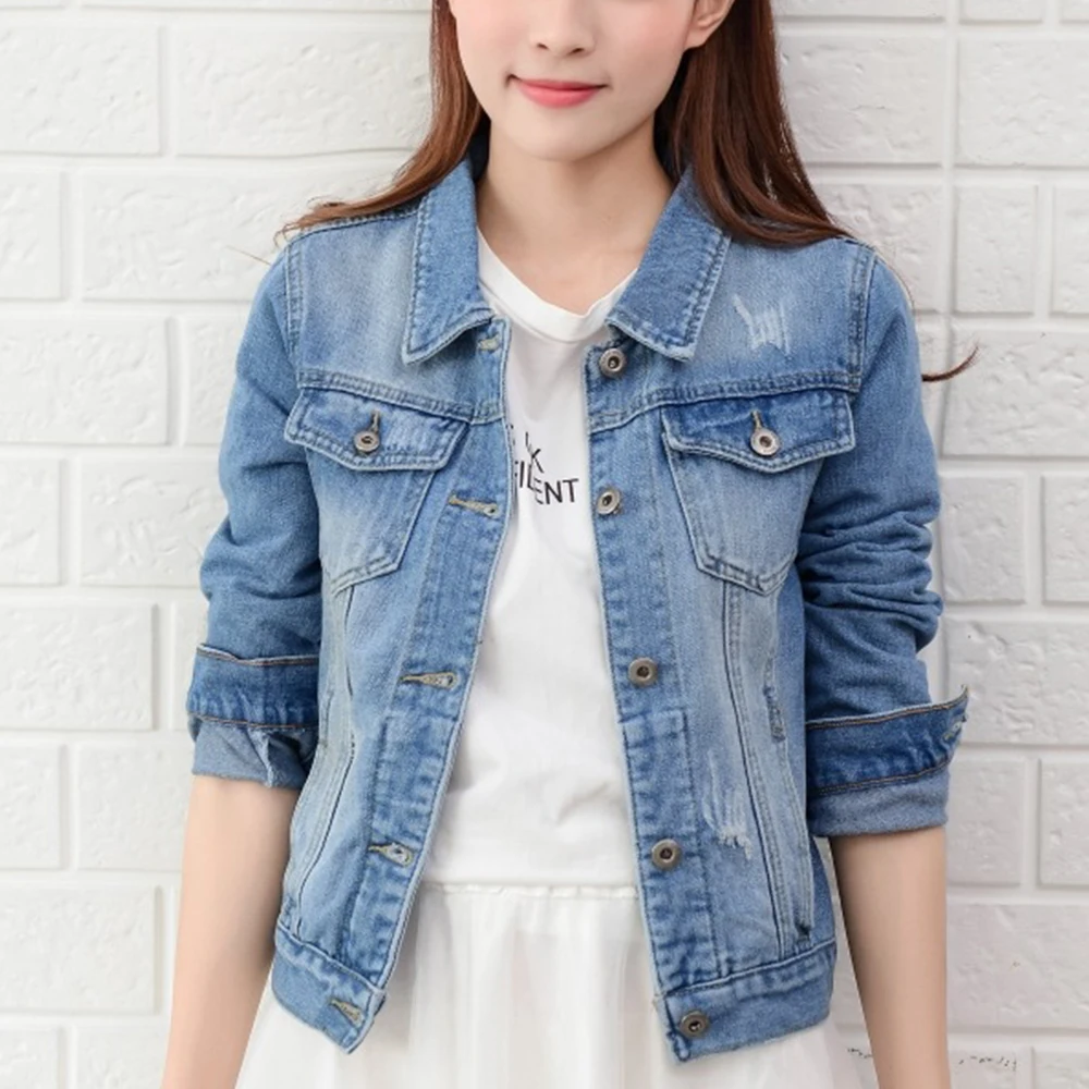 New  Korean Denim Jackets for Women Autumn Streetwear Pockets Button Single Breasted Female Jeans Jacket