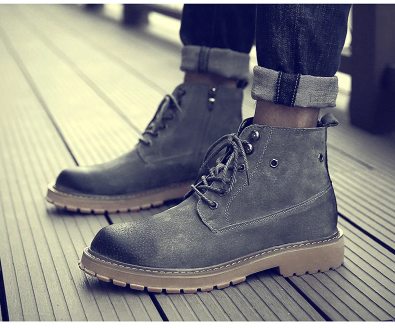 Men's Boots Lace-up Desert Boot Ankle Black Men Boots Genuine Leather Men Shoes Genuine Leather Winter Shoes Mens Fashion Boot   (7)