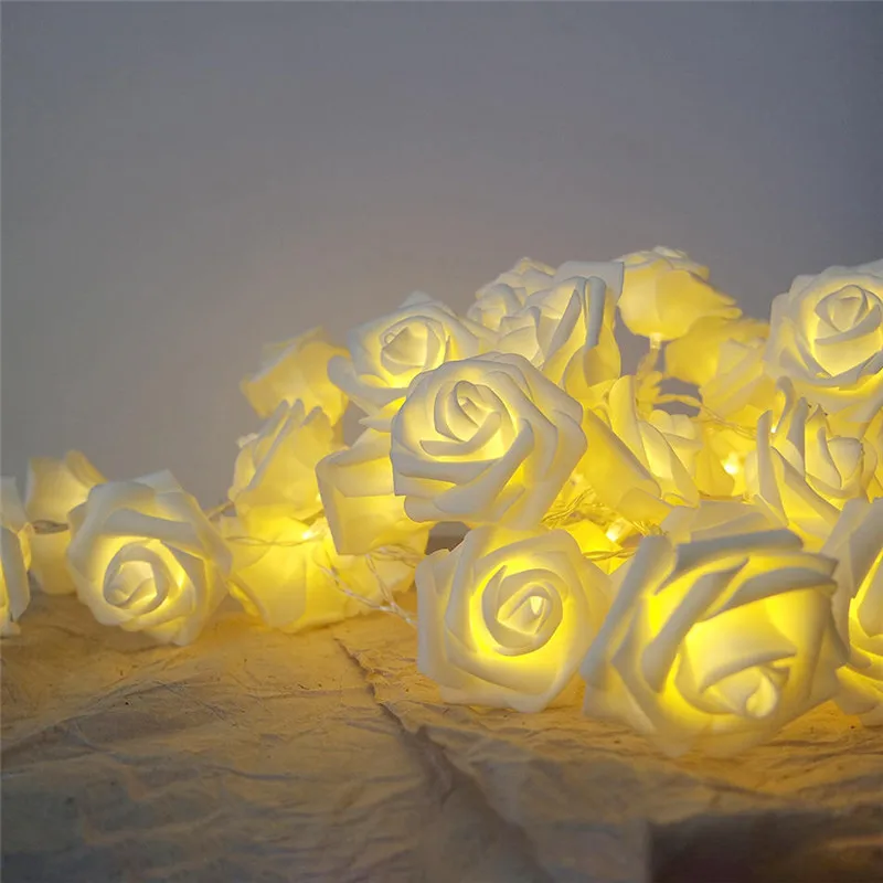 

7.5M 50leds Wedding 6CM Big Rose Flower LED Bouquet String Light AC110-220V Colorful Rose Christmas Party Garden Bedroom lumiere