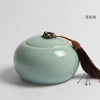 Longquan Celadon чайная коробка, чайная банка, керамическая фарфоровая чайная банка, керамическая чайная бочка, герметичный резервуар для хранения чая caddy - Цвет: A Big