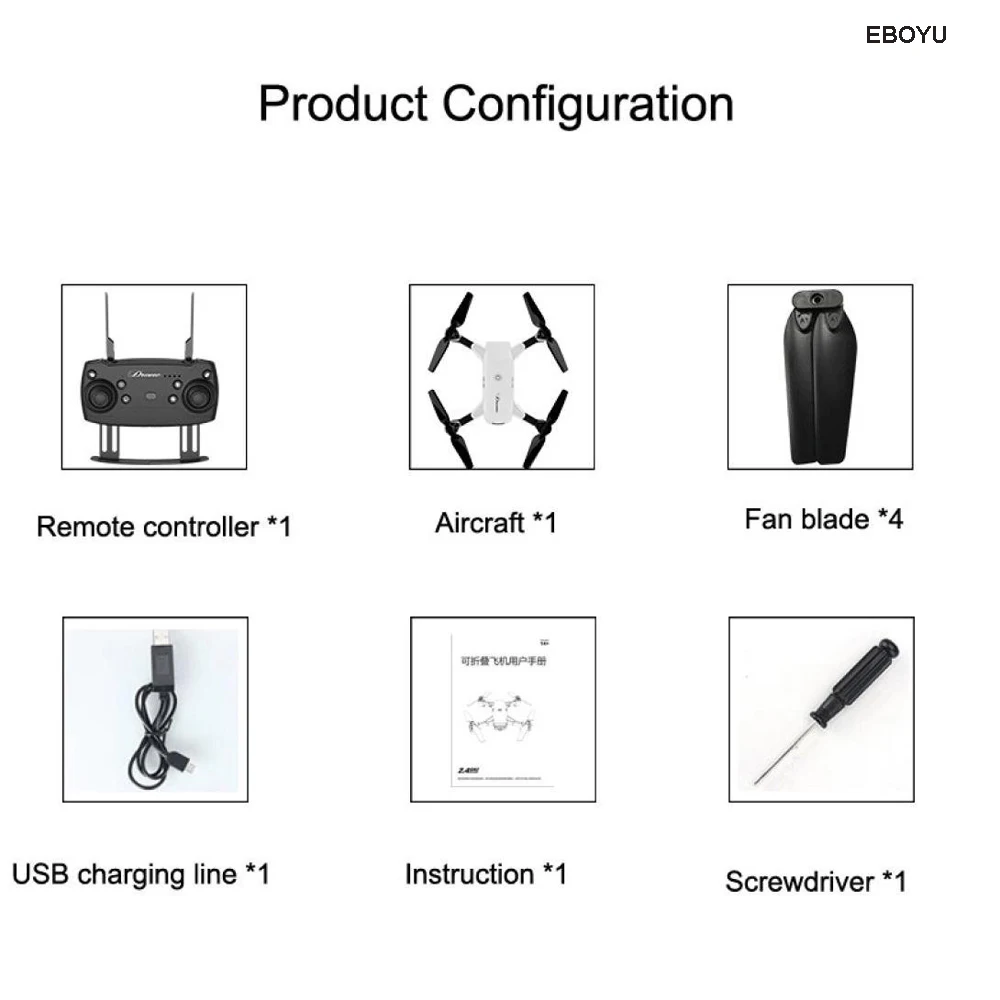 EBOYU(TM) YH-19HW 2,4 ГГц 2.0MP широкий угол Wi-Fi FPV RC Дрон для селфи Дрон складной RC Квадрокоптер высота удержания 3D флипы рулон RTF