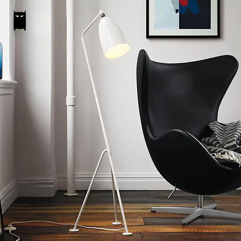 

Black White Shade Tripod Floor Lamp Fixture Modern Nordic Scandinavian Art Deco Light Luminaria Indoor Home Living Room Bedroom